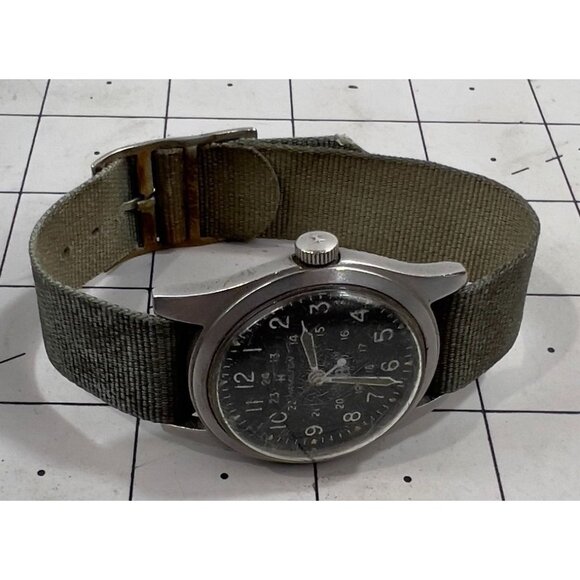 Vintage HAMILTON Avirex #921980 Military Style Wrist Watch C.1979 RARE Khaki - Picture 2 of 12